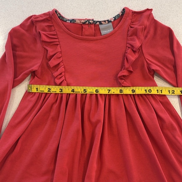 Vintage Style Red Ruffle Dress with Button Back Detail Size 4T - Picture 3 of 11